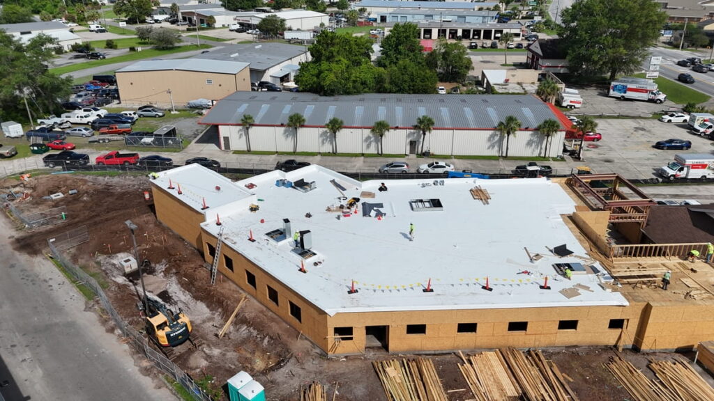 Atlantic Roofing Solutions installing a commercial TPO roof in Atlanta, GA